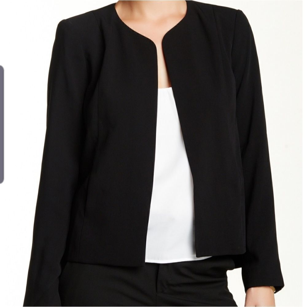 Eileen Fisher black round neck jacket sz 12P